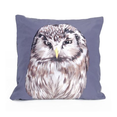 Owl Cushion  handmade printed silk cushion by KatieandtheWolf, £54.00 Owl Throw Pillows, Owl Cushion, Owl Home Decor, Christmas Owls, Owl Painting, Silk Cushions, Owl Design, Hand Dyed Silk, Handmade Cushions