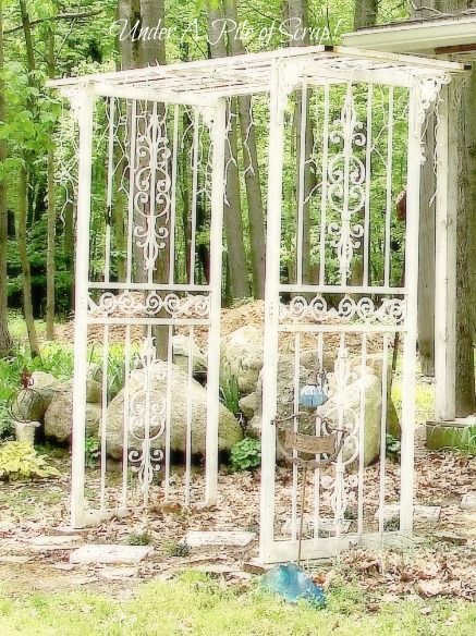 Arbor made from storm doors Door Arbor, Door Garden, Storm Doors, Garden Arbor, Diy Pergola, Old Doors, Garden Trellis, Little Garden, Gorgeous Gardens