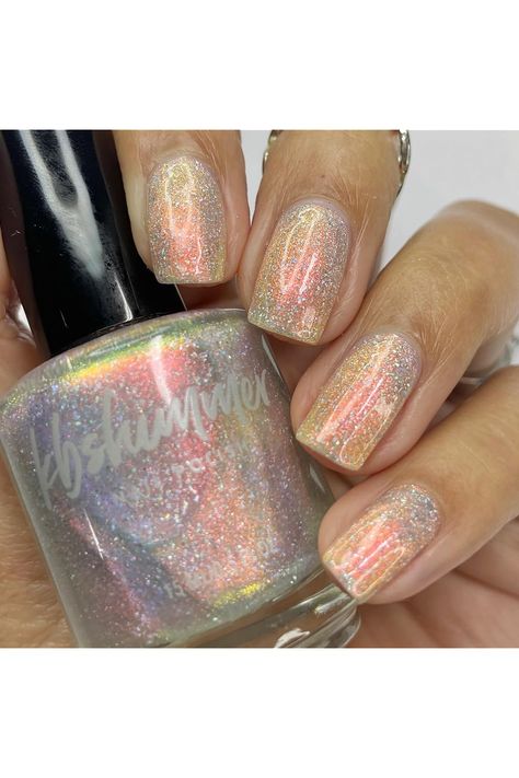 KBShimmer The Perfect Match Nail Polish 0.5 oz Full Sized Bottle Gold And Rainbow Nails, Coppery Red, Thermal Nail Polish, Top Coat Nail Polish, Shimmer Nail Polish, Rainbow Sparkle, Peachy Orange, Nail Shimmer, Holographic Nail Polish