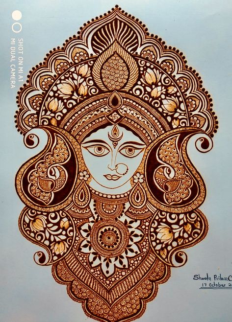 Mataji Mehndi Design, Durga Maa Mehendi Design, Navratri Mehendi Designs Latest, Navratri Mehndi Design Latest, Mehndi Painting, Henna Designs Stylish, Jai Maa Durga, Mehndi Drawing, Mehndi Book