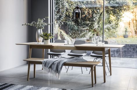 Bella Casa Manny Extendable Dining Table & Reviews | Temple & Webster Scandi Dining Table, Scandinavian Dining Table, Oak Extending Dining Table, Kitchen Table Makeover, Scandinavian Dining, Esstisch Modern, Extending Dining Table, Table Makeover, Scandinavian Furniture