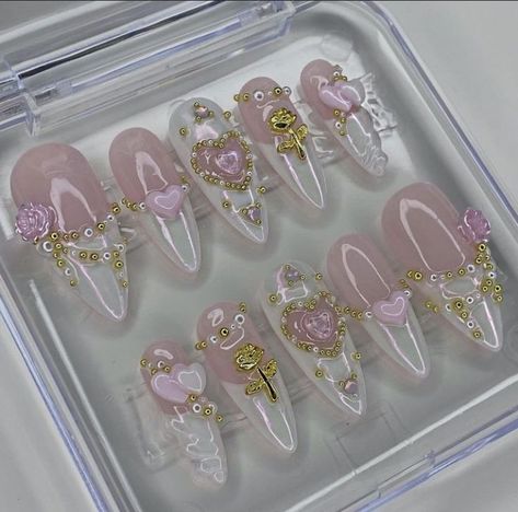 Sailor Moon Nails Design, Moon Nails Design, Moon Nail Designs, Sailor Moon Nails, Blossom Bubbles And Buttercup, Moon Nails, Korean Nails, Almond Shape Nails, Work Nails