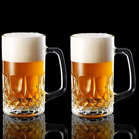 Momugs 20 OZ Beer Stein Mugs, German Clear Large Tall Beer Glasses for Men, Set of 2 Mint Julep Cups, Liqueur Glasses, Drinking Glass Sets, Glass Beer Mugs, White Wine Glasses, Red Wine Glasses, Glass Beer, German Beer, Highball Glass