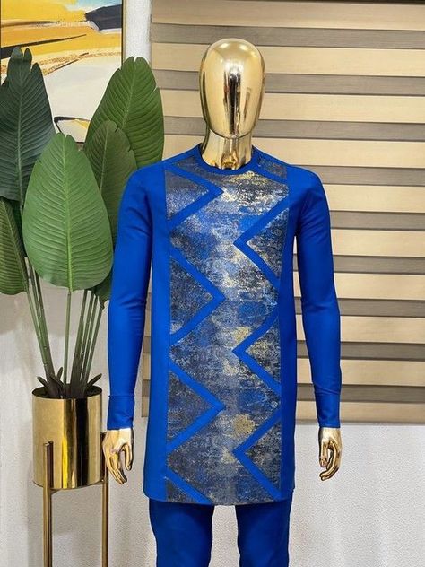 Senator Styles For Men, Pocket Design Fashion, Md Fashion, Men African Fashion, Latest African Wear For Men, Blue Kaftan, African Traditional Wear, African Print Shirt, Nigerian Men Fashion