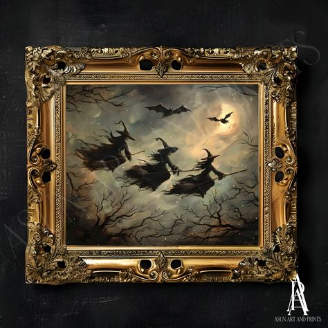 LINK TO THE PHYSICAL POSTER PRINT VERSION OF THIS ART PIECE - https://asunartandprints.etsy.com/listing/1748256754/printed-shipped-dark-moody-witches-oil 🌟 Transform your space with our stunning digital art print, available in 5 different aspect ratio sizes to suit any wall! 🎨 With dimensions provided in both inches and centimeters, finding the perfect fit for your decor has never been easier. Whether you prefer a standard size or a custom dimension, we've got you covered. 🖼️ You will receive Witch Poster Vintage, Witchy Painting, Moody Walls, Dark Academia Posters, Wall Art Dark Academia, Witch Wall Art, Thrift Store Art, Victorian Wall Art, Dark Academia Prints