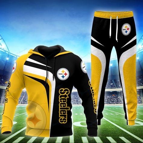 Pittsburgh Steelers Hoodie and Jogger Set BG849 Check more at https://marykun.com/pittsburgh-steelers-hoodie-and-jogger-set-bg849-7777/ Football Things, Steelers Outfit, Steelers Hoodie, Steelers Gear, Free Coupons, Jogger Set, Football Fans, Pittsburgh Steelers, Unisex Design