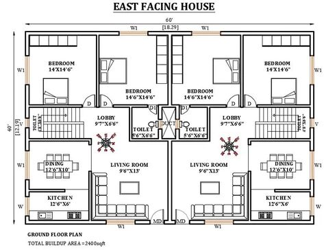 60’x40’ east facing house plan is given in this Autocad drawing file. Download now. - Cadbull 60×40 House Plans East Facing, 60x40 House Plans, 40 60 House Plans, 40×60 House Plans, Small House Design Floor Plan, 60 House, East Facing House Plan, Plan And Elevation, House Plan Design