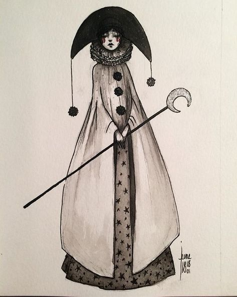 @juneleeloo • Instagram photos and videos Circus Aesthetic Drawing, Circus Drawing Sketches, Pierrette Clown, Mime Art, Circus Drawing, Magician Art, Clown Art, Clown Paintings, Circus Aesthetic