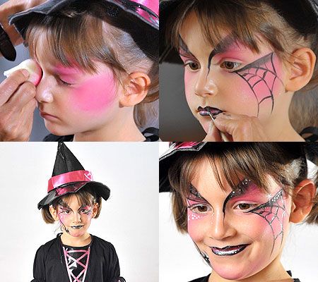 Witch face tut + other Halloween faces for kids Maquillaje Halloween Infantil, Witch Face Paint, Face Painting Halloween Kids, Carnaval Make-up, Halloween Makeup For Kids, Halloween Makeup Witch, Make Up Diy, Halloweenský Makeup, Halloween Makeup Diy