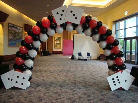 Balloon Arch Casino Theme by www.atlantaevents.biz Birthday Party Themes For Kids, Party Themes For Kids, Ideas For Birthday Party, Balloon Arch Decorations, Casino Birthday, Casino Theme Party Decorations, Vegas Theme, Casino Party Decorations, Poker Party