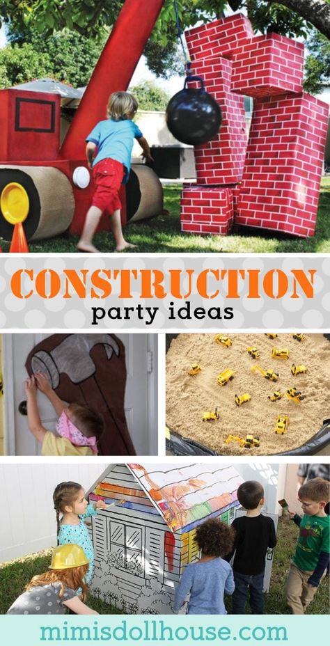 Looking for some fun construction themed party games for your construction birthday party? This post is full of awesome construction party games and activities. #constructionparty #toolparty #partygames #partyideas #party Construction Party Games, Construction Party Ideas, Construction Themed Party, Engagement Party Games, Construction Theme Birthday Party, Handy Manny, Graduation Party Games, Construction Theme Party, Party Ideas For Kids