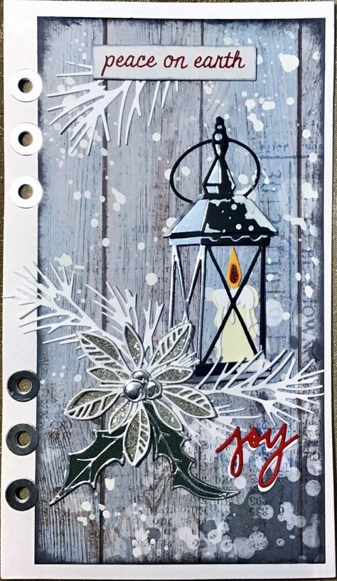 Christmas Cards With Lanterns, Tim Holtz Poinsettia Cards, Lantern Christmas Cards, Lantern Cards, Xmas Card Craft, Joy Christmas Card, Christmas Photo Album, Tim Holtz Crafts, Poinsettia Cards