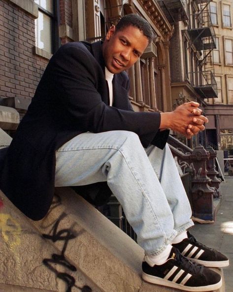 europe is our playground Denzel Washington 90s, Washington Outfits, Gentlemens Club, 90s Fits, Afro Style, Sneaks Up, Outfit Grid, Denzel Washington, 90s Outfit