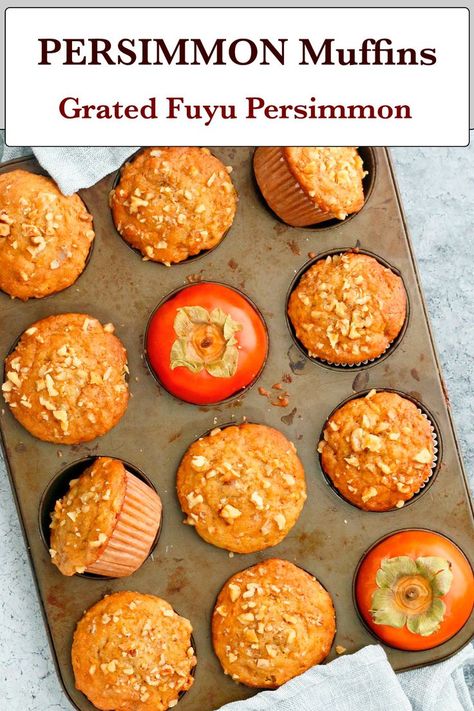 Persimmon Muffin Recipes, Fuyu Persimmon Recipes, Persimmon Pulp, Persimmon Muffins, Fuyu Persimmon, Persimmon Recipes, Muffins Easy, Power Breakfast, Muffins Recipes