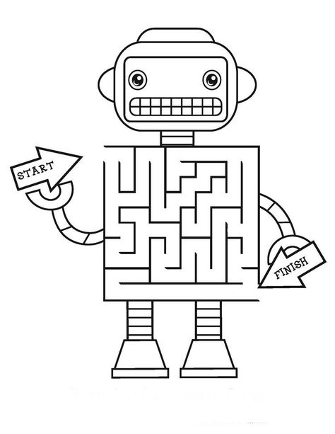 Robot Worksheets, Robots Preschool, Robot Activity, Robot Craft, Robot Birthday Party, Robot Theme, Maze Worksheet, Printable Mazes, Computer Lessons