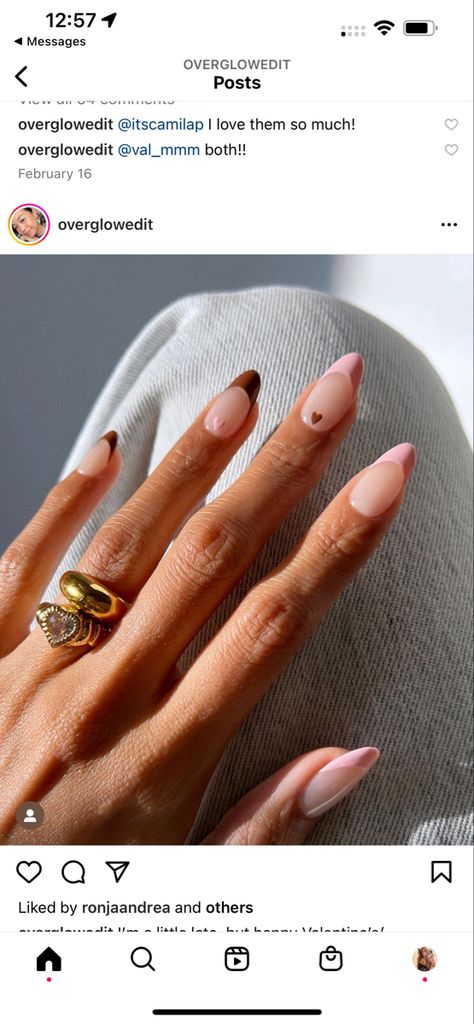 French Tip Almond, Almond Nails Pink, Almond Shaped Nails, Bridal Nails Designs, Brown French, Brown Nails Design, Formal Nails, Shaped Nails, Almond Shape Nails