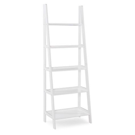 Whitley White 72-Inch Bookshelf Teenage Desk, White Ladder Bookshelf, Painted Bookcase, Leaning Bookshelf, Painting Bookcase, White Bookshelves, Bookcases For Sale, Ladder Bookshelf, Wood Ladder