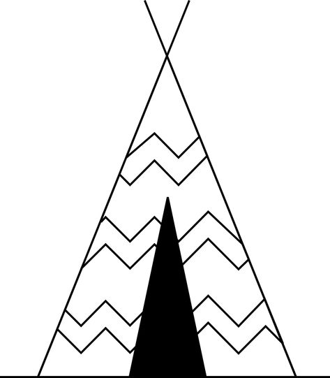 Tipi Drawing, Woodland Drawing, Black And White Template, White Template, Tee Pee, Cherokee Indian, Clipart Black And White, Cartoon Images, Triangle Tattoo