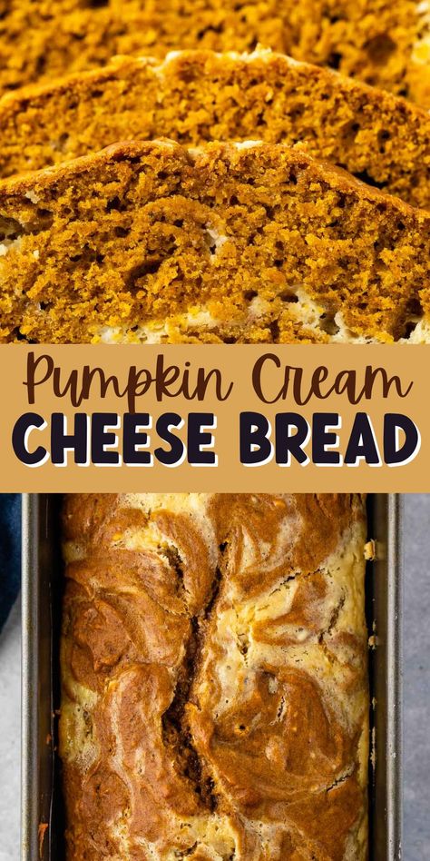 Pumpkin Bread With Cream Cheese, Soft Bread Recipe, Pumpkin Cream Cheese Bread, Bread With Cream Cheese, Cream Cheese Swirl, Cream Cheese Bread, Cheese Bread Recipe, Moist Pumpkin Bread, Pumpkin Cream Cheese