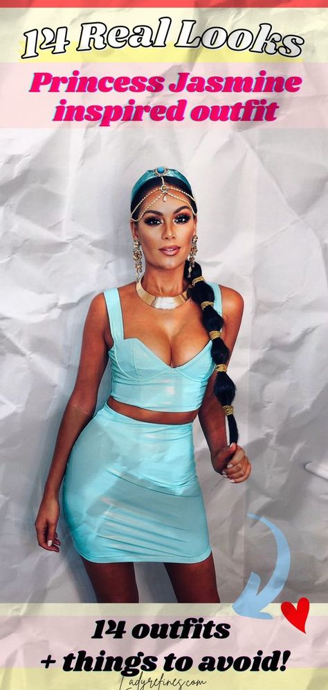 Princess Jasmine Inspired Outfit, Diy Jasmine Costume Women, Jasmine Outfit Ideas, Modern Princess Jasmine, Diy Princess Jasmine Costume, Jasmine Inspired Outfits, Jasmine Costume Diy, Aladdin Costume Diy, Princess Jasmine Costume Diy