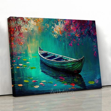 Lake With Flowers, Easy Christmas Canvas, Christmas Canvas Painting Ideas, Christmas Canvas Painting, Multi Canvas Painting, Paint Christmas, Canvas Painting Ideas For Beginners, Flowers Oil Painting, Canvas Set Of 3