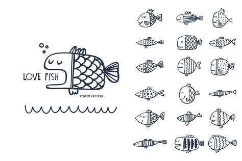 Cartoon fish pattern decoration fun white tiles life vector swim character graphic aquarium simple shape fabric abstract cute funny illustration texture design blue paper marine set tropic animation fauna sea beautiful background water silhouette fish wild nature pet pattern eye fishing cartoon animal repetition textile ocean wildlife Sketch Note, Arte Doodle, Cartoon Fish, Fish Vector, Fish Pattern, Fish Illustration, Fish Logo, Character Graphic, Cute Fish