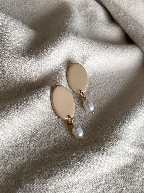 Polymer Clay With Pearls, Polymer Clay And Pearl Earrings, Clay Pearl Earrings, Dainty Clay Jewelry, Polymer Clay Earrings With Pearls, Pearl And Clay Earrings, Pearl Polymer Clay Earrings, Clay Earrings With Pearls, Pearl Clay Earrings