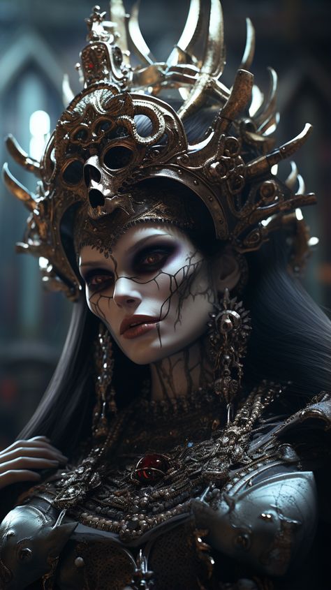 Undead Queen, Notan Art, Embrace The Darkness, Haunting Beauty, Female Demons, Scary Halloween Costume, Gothic Fantasy Art, Dark Magic, Alien Concept