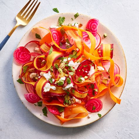 Shaved Root Vegetable Salad with Pistachios Salad With Pistachios, Root Vegetable Salad, Dressings Recipes, Root Vegetable, Winter Salad, Root Vegetables, Salad Dressings, Vegetable Salad, Healthy Salads