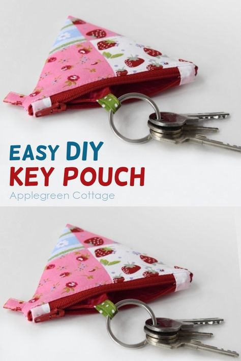 How to make a key pouch from a coin purse. Today, I have a little hack for you. I turned one of my most popular patterns, this coin purse, into a cute and practical key holder. Want to see how? One single detail did it all. See for yourself! #sewingpattern #sewing Sewing Machine Cover, Trendy Sewing, Beginner Sewing Projects Easy, Key Pouch, Leftover Fabric, Bags Tutorial, Sewing Projects For Beginners, Sewing Skills, Sewing Tips