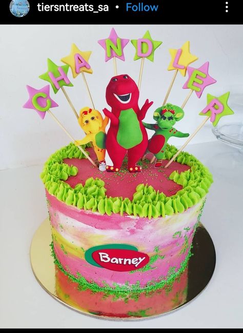 Barney Cake Ideas, Barney Birthday Cake, Barney Birthday Party, Barney Cake, Jordan Cake, Barney Birthday, Baby Birthday Themes, Friends Cake, Barney & Friends