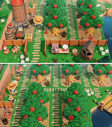 Acnh Orchard, Acnh Farm, Acnh Inspiration, Animal Crossing 3ds, Animal Crossing Guide, Acnh Design, Animal Crossing Qr Codes Clothes, Animal Crossing Wild World, Qr Codes Animal Crossing