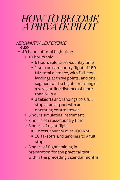 Private pilot study guide - aeronautical experience  #privatepilot #pilot #womeninaviation #studyguide #privatepilotstudyguide #womenpilot #aeronauticalexperience Private Pilot Study, Pilot Essentials, Aviation Notes, Pilot Notes, Aviation Motivation, Airport Girl, Pilot Lessons, Pilots License, Aviation Jewelry