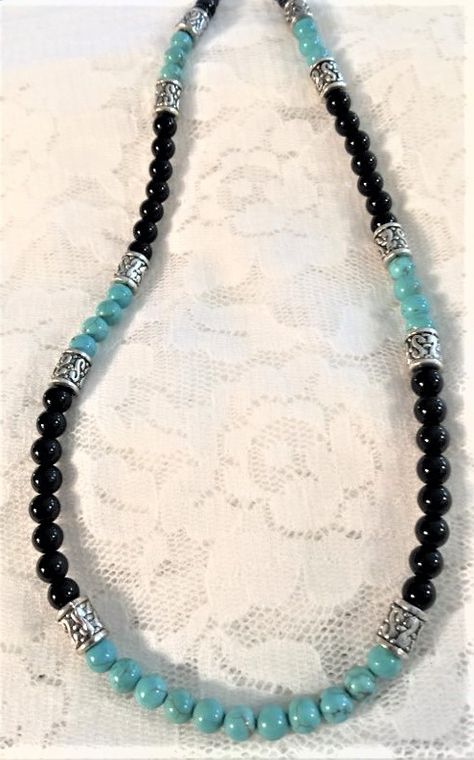 Men Beaded Necklace Ideas, Lava Stone Jewelry, Mens Beaded Necklaces, Obsidian Necklace, Beaded Necklace Diy, Diy Bracelet Designs, Necklace Men, Semi Precious Jewelry, Gemstone Beaded Necklace