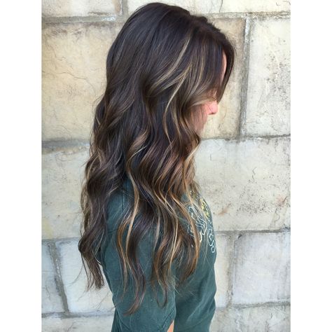 Highlights for Brunettes | blonde baby lights | accent hair | Balayage | Ombre Accent Foils Highlights, Accent Highlights Brunette, Accent Highlights, Highlights Brunette, Partial Balayage, Blonde Baby, Baby Lights, Hair Colouring, Highlights For Brunettes