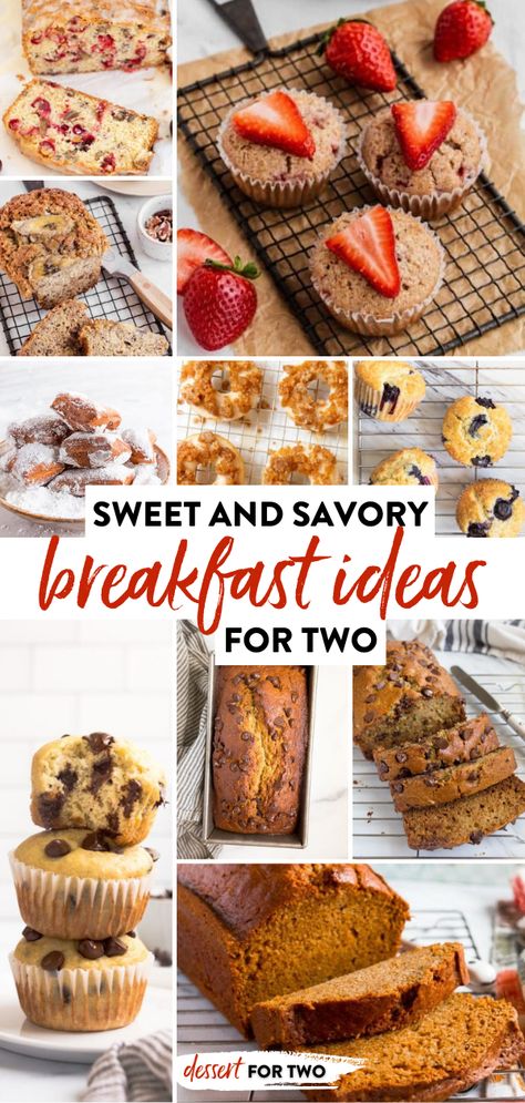 Sweet and savory breakfast ideas for two! Breakfast For Two Recipes, Breakfast Recipes For 2 People, 1 Person Breakfast Ideas, Breakfast Ideas For 2 People, Breakfast For 2 People Easy, Unique Breakfast Recipes, Breakfast Ideas For Two, Cinnamon Rolls Pancakes, Breakfast Recipes For Two