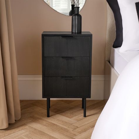 Black Bedside Tables, Slim Bedside Table, Bedside Table Modern, Black Bedside, Bedside Drawers, Drawer Wood, Black Bedside Table, Table For Bedroom, Wooden Bedside Table