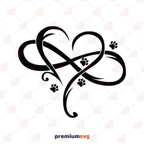 Infinity Paw Tattoo, Paw Print With Heart, Valentine's Design, Paw Print Svg, Tiny Wrist Tattoos, Tattoos For Dog Lovers, Dog Memorial Tattoos, Pawprint Tattoo, Paw Tattoo