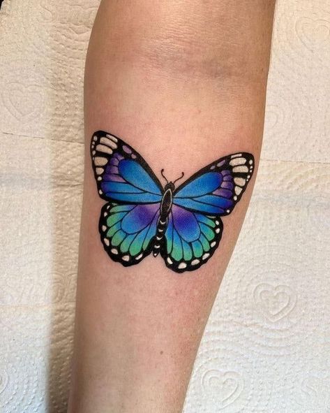 Butterfly Tattoo In Color, Butterfly Colored Tattoo, Butterfly Tattoo Colorful, Butterfly Tattoo With Color, Color Butterfly Tattoo, Butterfly Tattoo Color, Purple Butterfly Tattoo, Colorful Butterfly Tattoo, Purple Tattoos