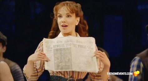 Kara Lindsay as Katherine Plumber in Newsies | 'King of New York' Newsies Movie, Katherine Plumber, Newsies Musical, Kara Lindsay, Musical Theatre Shows, Broadway Wicked, Ac Syndicate, Newsies Broadway, Wicked Broadway