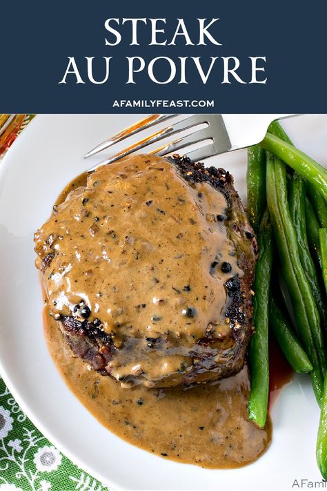 Steak Au Poivre Tenderloin Steak Recipes, Beef Tenderloin Steaks, Steak Sauce Recipes, Steak Dinner Recipes, Steak Sandwiches, Steak Au Poivre, Resepi Biskut, Tenderloin Steak, Beef Steak Recipes