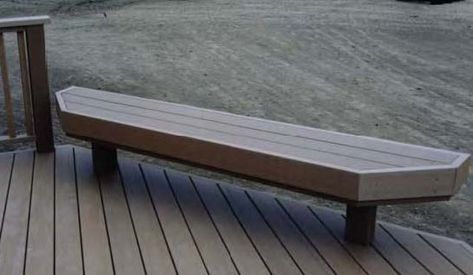 Benches: Composite Deck Bench Plan | DIY Deck Plans Trex Bench, Deck Benches, Deck Bench Seating, Composite Decking Designs, Outdoor Deck Decorating, Deck Bench, Gazebo On Deck, Deck Remodel, Outdoor Fire Pit Designs