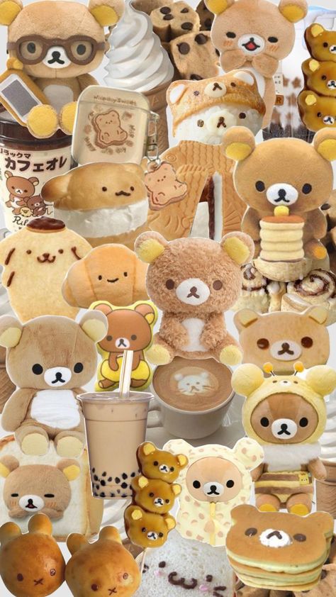 rilakkuma core clutter page wallpaper background plushie aesthetic #rilakkuma #plushie #kawaii #cute #brown #cream #aestethic Rilakuma Match Pfp, Rilakkuma And Korilakkuma Pfp, Strawberry Rilakkuma Wallpaper, Rilakkuma Farm Ideas, Christmas Rilakkuma Wallpaper, Plushies Aesthetic Wallpaper, Rikkuma Wallpaper, Rilakkuma Homescreen, Green Rilakkuma