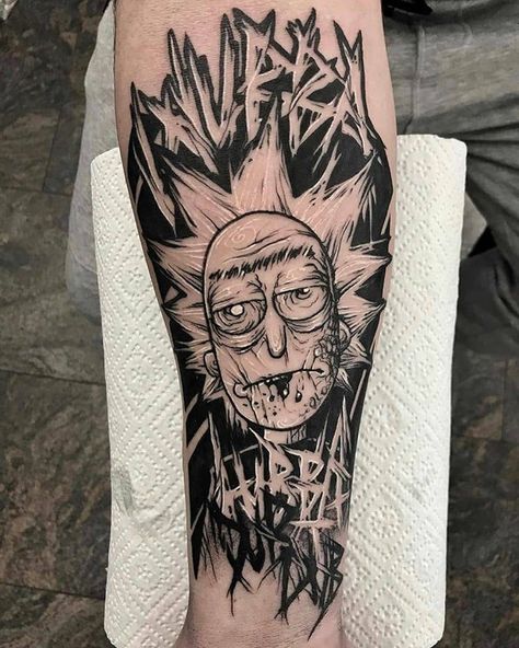 Rick Tattoo, Rick And Morty Tattoo, Rick And Morty Drawing, Forearm Band Tattoos, Nordic Tattoo, Rick Y Morty, Tatuaje A Color, Dark Tattoo, Skull Tattoos