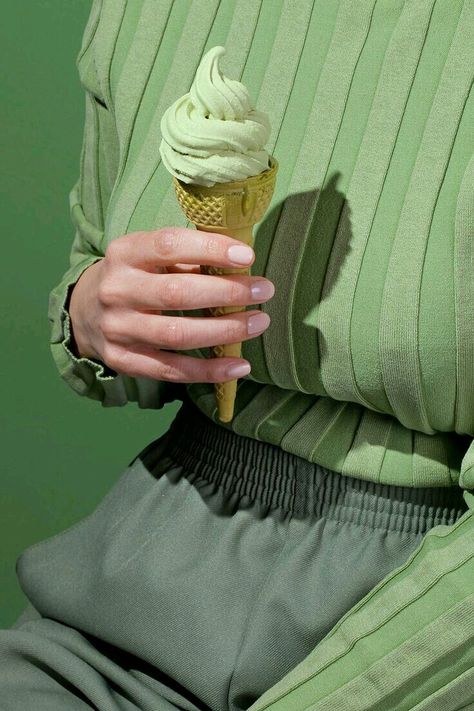 Green shamrock colour Hand Fotografie, Hijau Mint, Photo Series, Ice Cream Cone, Green Aesthetic, Food Styling, Shades Of Green, Color Inspiration, Editorial Fashion