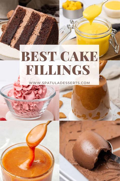 Filling For Vanilla Layer Cake, Delicious Cake Fillings, Vanilla Cake Fillings Ideas, Unique Wedding Cake Flavors And Fillings, Caramel Cake Filling Recipe, Unique Cake Fillings, Cake Middle Filling, Best Fillings For Vanilla Cake, Different Cake Fillings