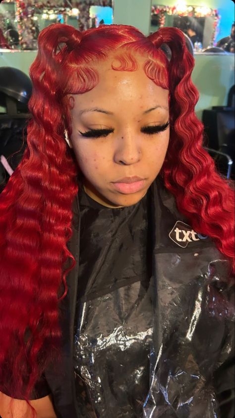 Red Pigtails, Frontal Styles, Cute Weave Hairstyles, Wigs Styles, Lace Wigs Styles, Front Lace Wigs, Frontal Wig Hairstyles, Styles Hairstyles, Sew Ins