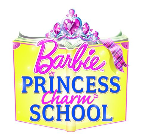 Barbie Movies In Order, Barbie Charm School, All Barbie Movies, Barbie Princess Charm School, Name Tag For School, Princess Charm School, Barbie Core, Movies Posters, Barbie Logo