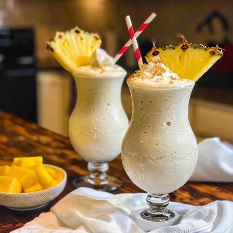 Pina Colada Milkshakes Recipe - Pina Colada With Ice Cream, Pina Colada Milkshake Recipe, Pina Colada Recipe, Recipes With Whipping Cream, Tropical Twist, Milkshake Recipes, Desserts Menu, Hot Day, Milkshakes