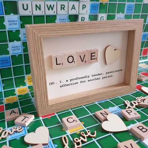 Picture Valentines, Love Quotation, Initial Crafts, Scrabble Letter Crafts, Scrabble Gifts, Scrabble Tile Art, Laser Business, Scrabble Frames, Scrabble Tile Crafts